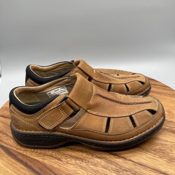 Timberland Altamont Sandals Mens Size 8 M Tan Leather Fishing Outdoor Angler - Picture 1 of 8